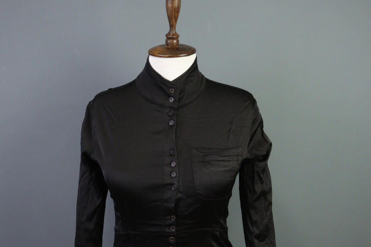 TRANSIT PAR SUCH Black Long Sleeve Button Down Rayon Cropped Top Shirt – Size 1