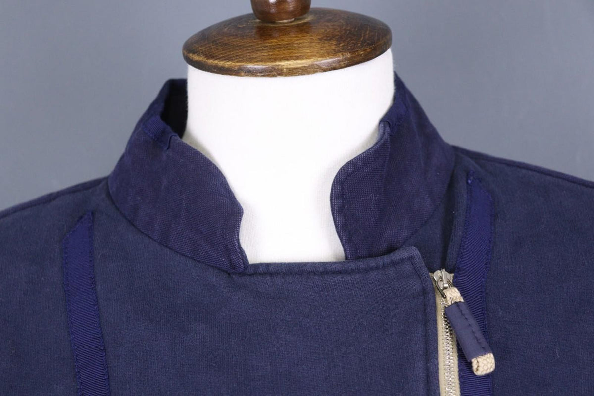 FRAUENSCHUH Blue 100%Cotton Mock Neck Long Sleeve Zipper Pockets Jacket – Size 2