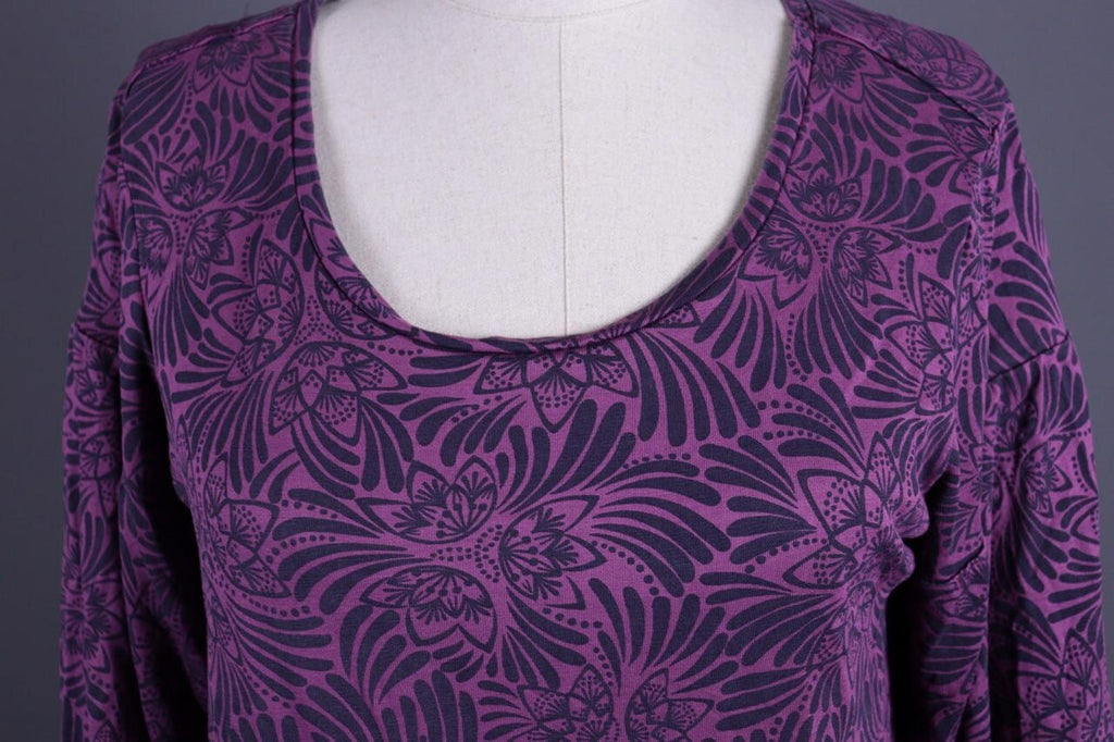 GUDRUN SJODEN Purple Lightweight Floral Sweater – Size M