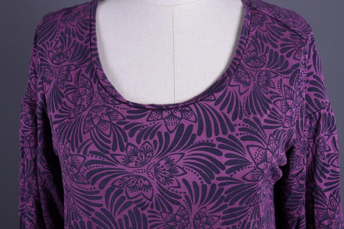 GUDRUN SJODEN Purple Lightweight Floral Sweater – Size M