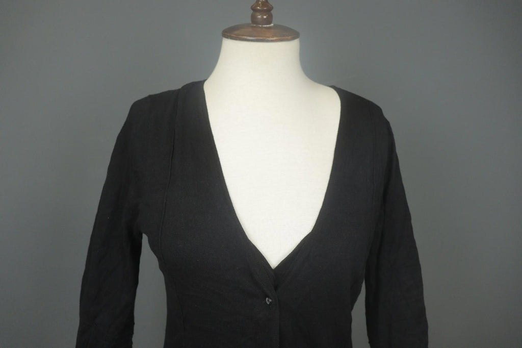 ANNETTE GOERTZ Kami Black Silk Blend Knit Button Front Cardigan Sweater – Size M