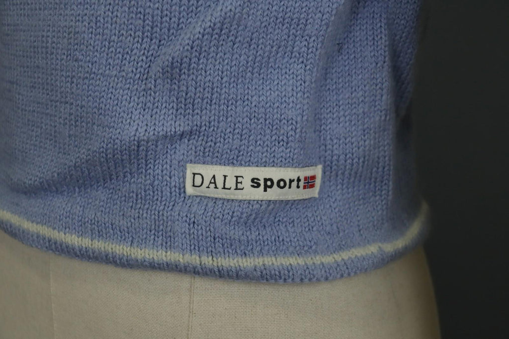DALE OF NORWAY Blue & White Wool Knitted Mock Neck 1/4 Zip Ski Sweater – Size XS
