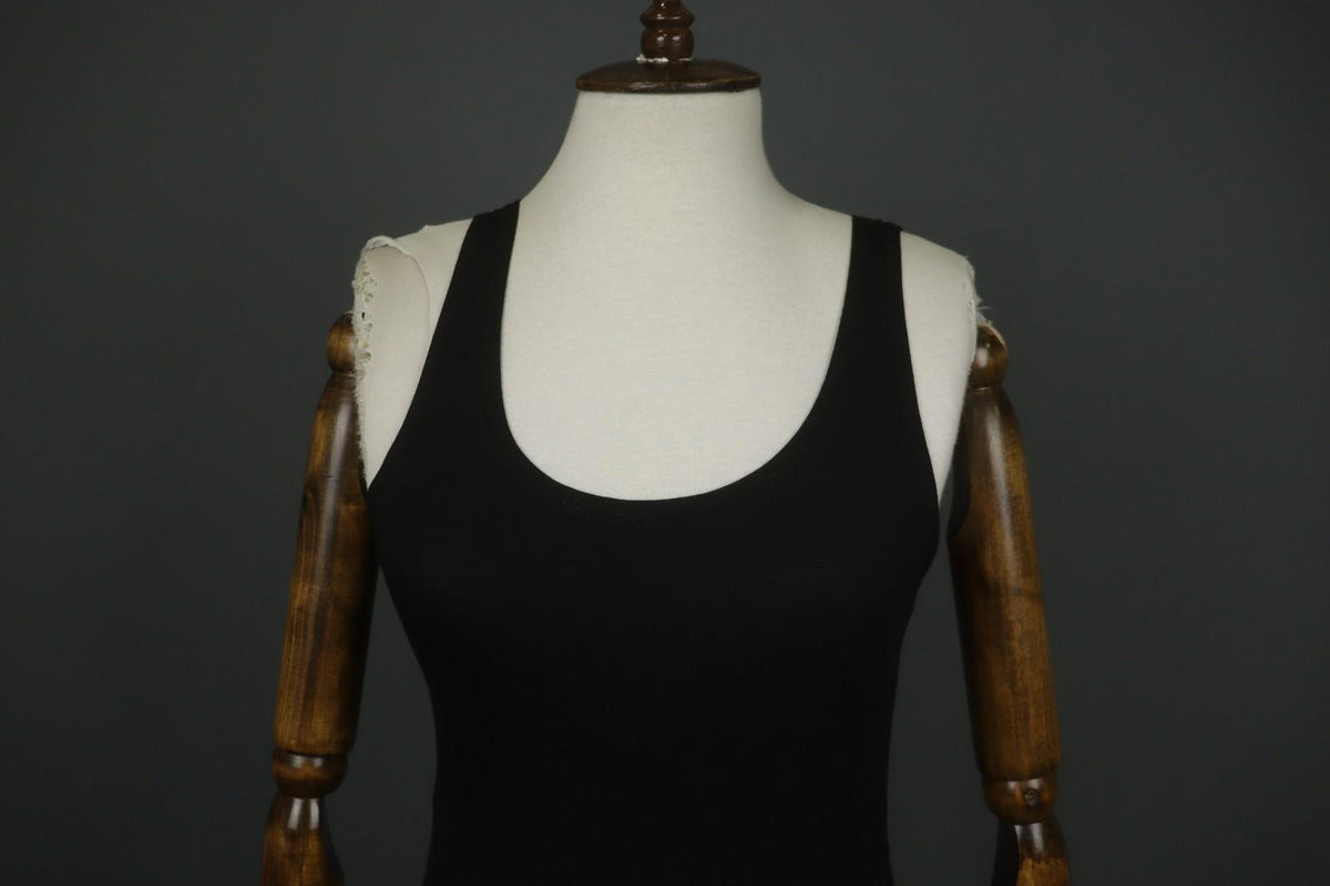 GUDRUN SJODEN Black Modal Scoop Neck Wide Strap Pullover Tank Dress – Size S