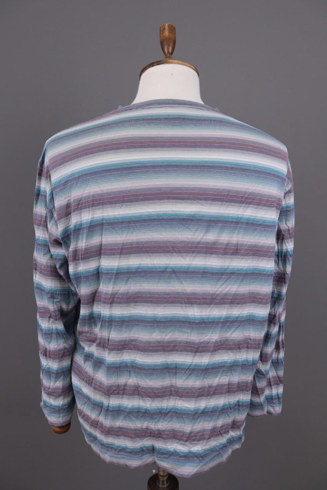 MISSONI UOMO Multicolor Striped Henley Knit Sweater – Size 54