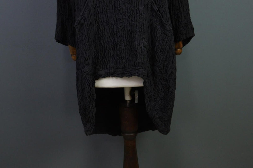 GRIZAS Black Textured Silk Lagenlook Tunic Midi Dress – Size M