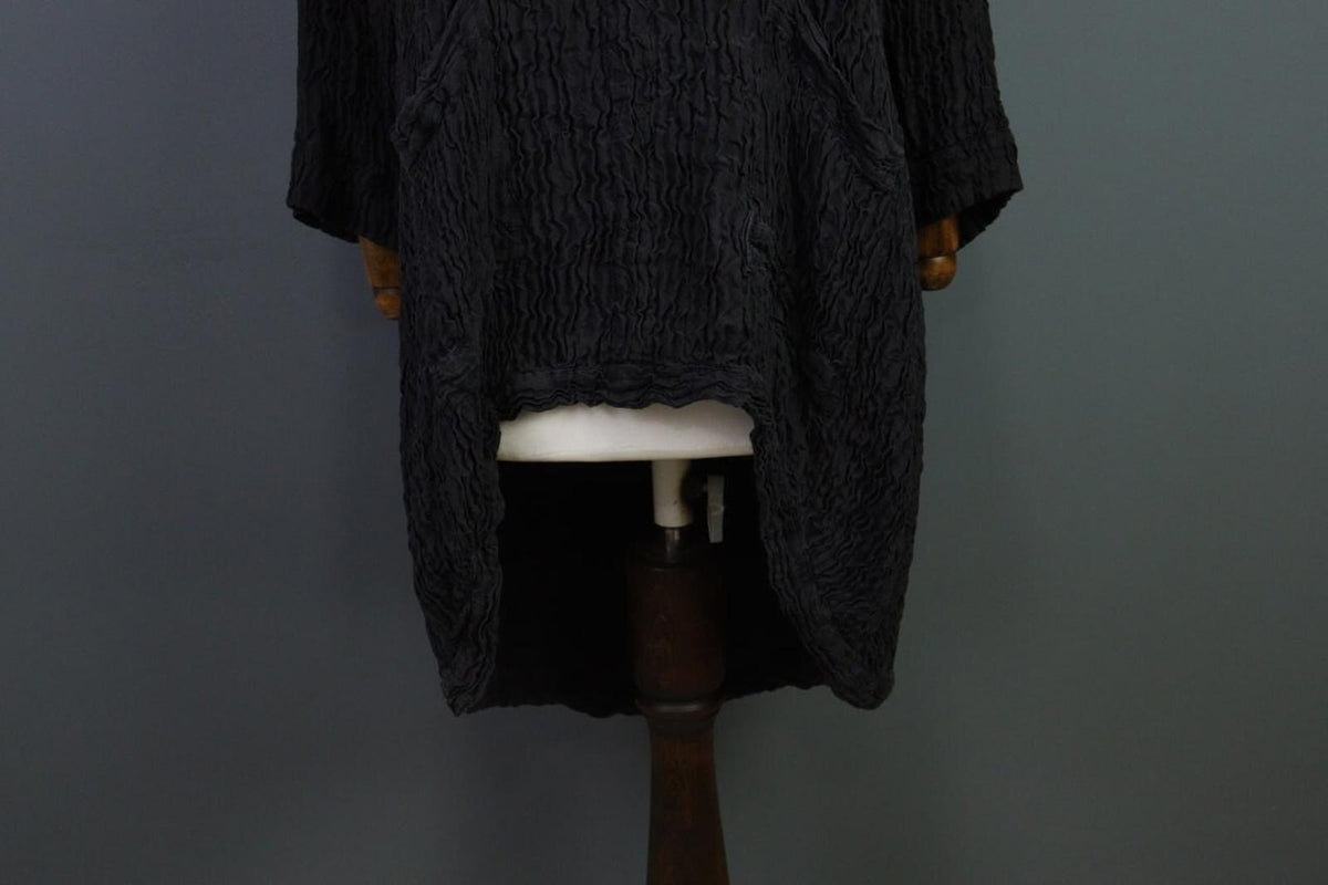 GRIZAS Black Textured Silk Lagenlook Tunic Midi Dress – Size M