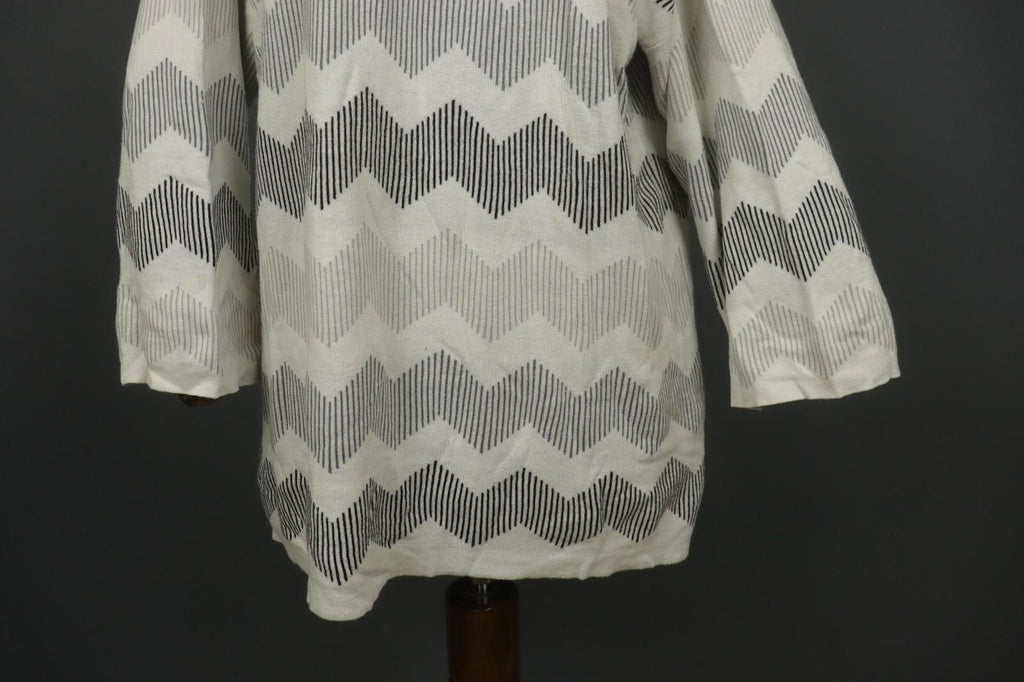 GUDRUN SJODEN Multi Herringbone Long Sleeve Round Neck Pullover Sweater – Size L