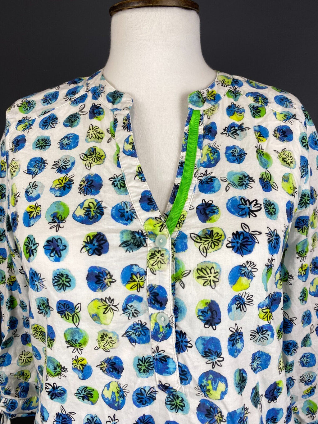 Emily Van Den Bergh Multicolor Henley Floral Long Sleeve Shirt – Size S US 6 EU 38