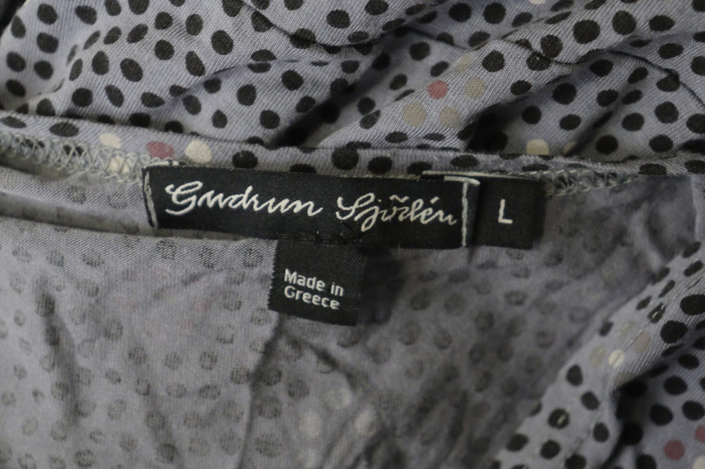 GUDRUN SJODEN Gray Modal Floral Polka Dot Sleeveless Round Neck Tank Dress Sz L