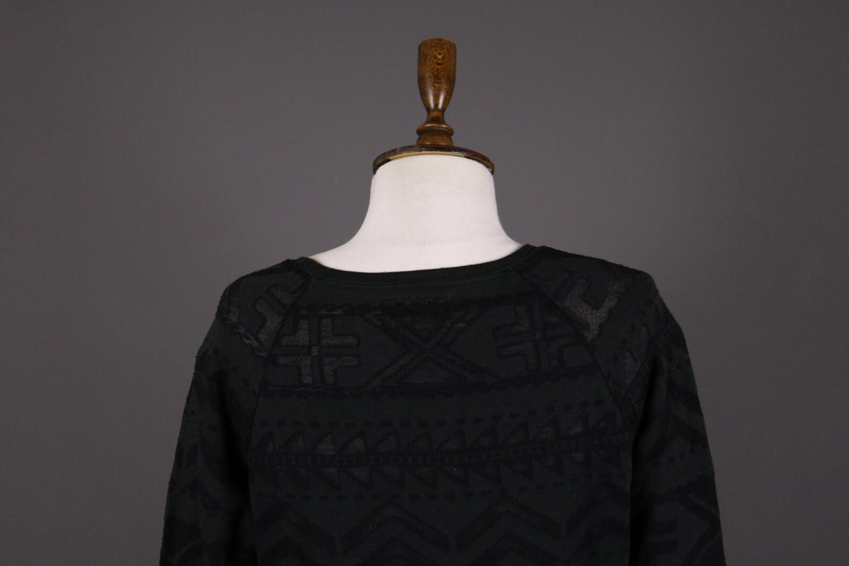 DENIM SUPPLY RALPH LAUREN Black Actec Print Long Sleeve Sweater S