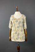 GUDRUN SJODEN Beige Bamboo Pullover 3/4 Sleeve Top Blouse Shirt – Size S