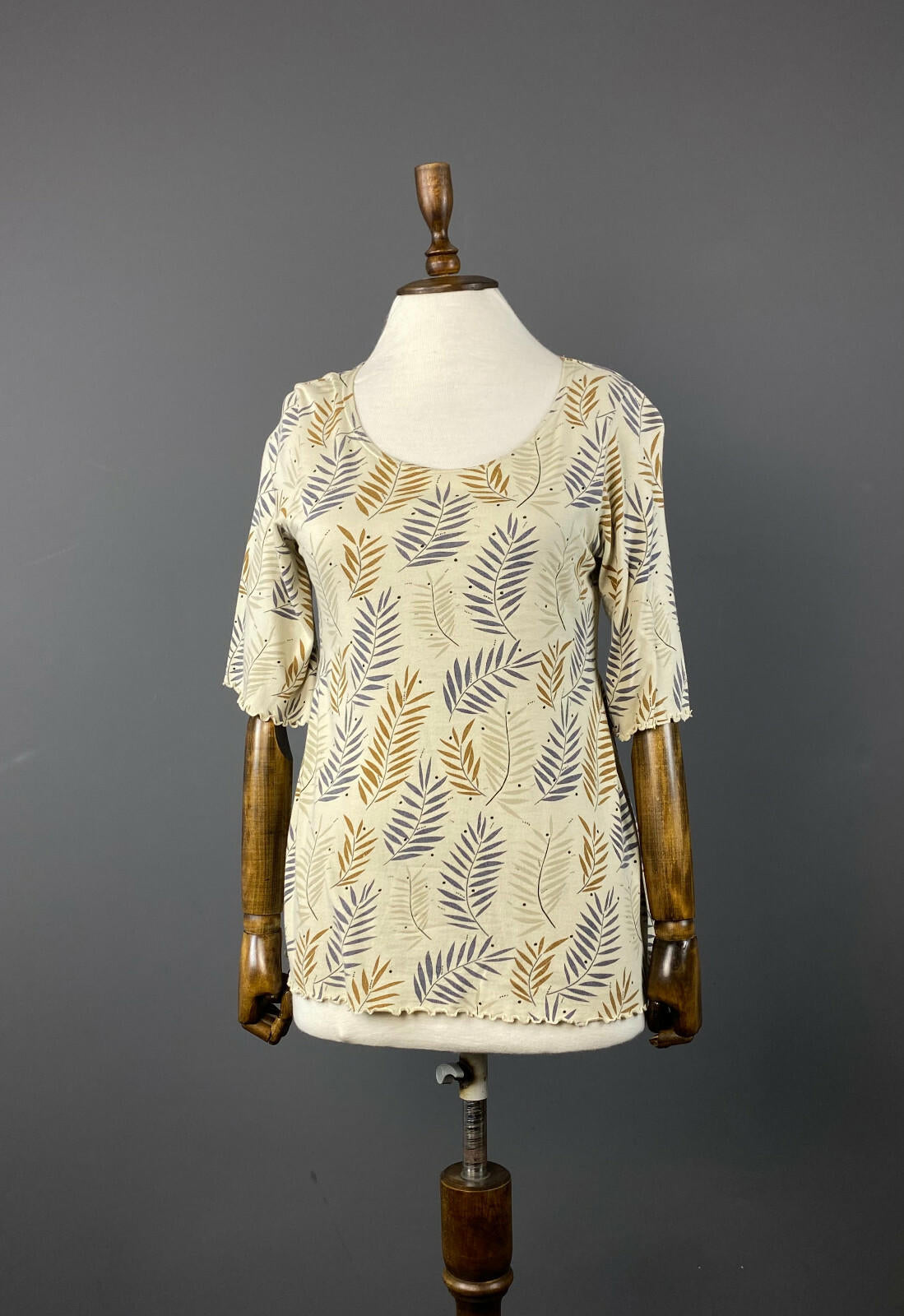 GUDRUN SJODEN Beige Bamboo Pullover 3/4 Sleeve Top Blouse Shirt – Size S
