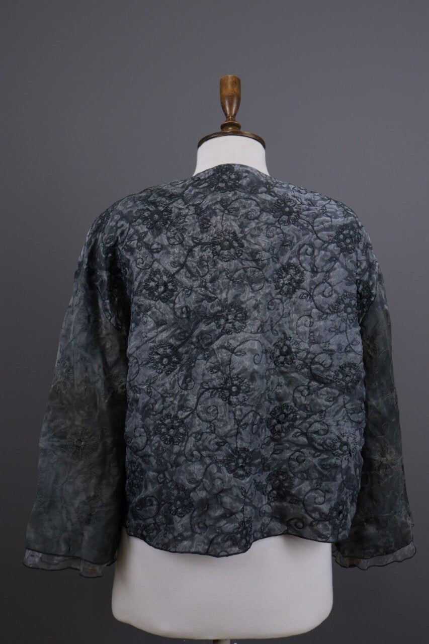 Absolut By Zebra Gray Floral Button Down Lightweight Lagenlook Jacket – Size 2 / M