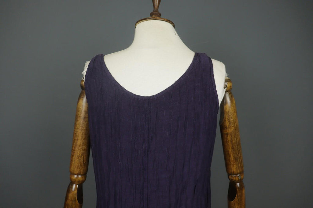 GRIZAS Purple Linen Regular Fit Wide Strap Scoop Neck Pullover Tank Dress – Size S