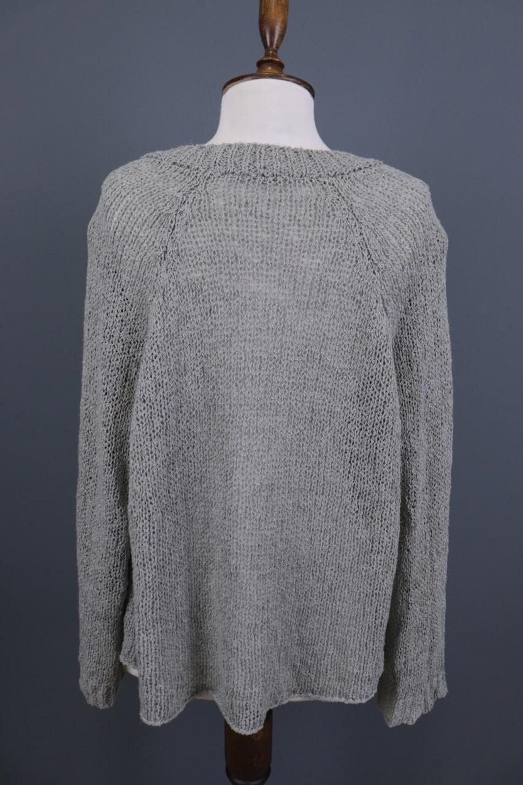 ANNETTE GORTZ Gray Open Knit Hemp Crew Neck Knit Sweater – Size S