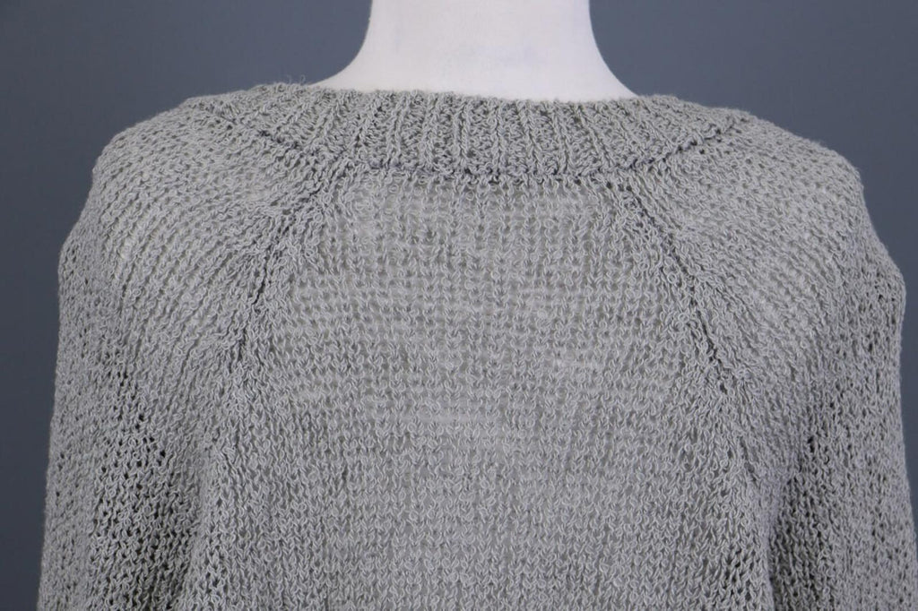 ANNETTE GORTZ Gray Open Knit Hemp Crew Neck Knit Sweater – Size S