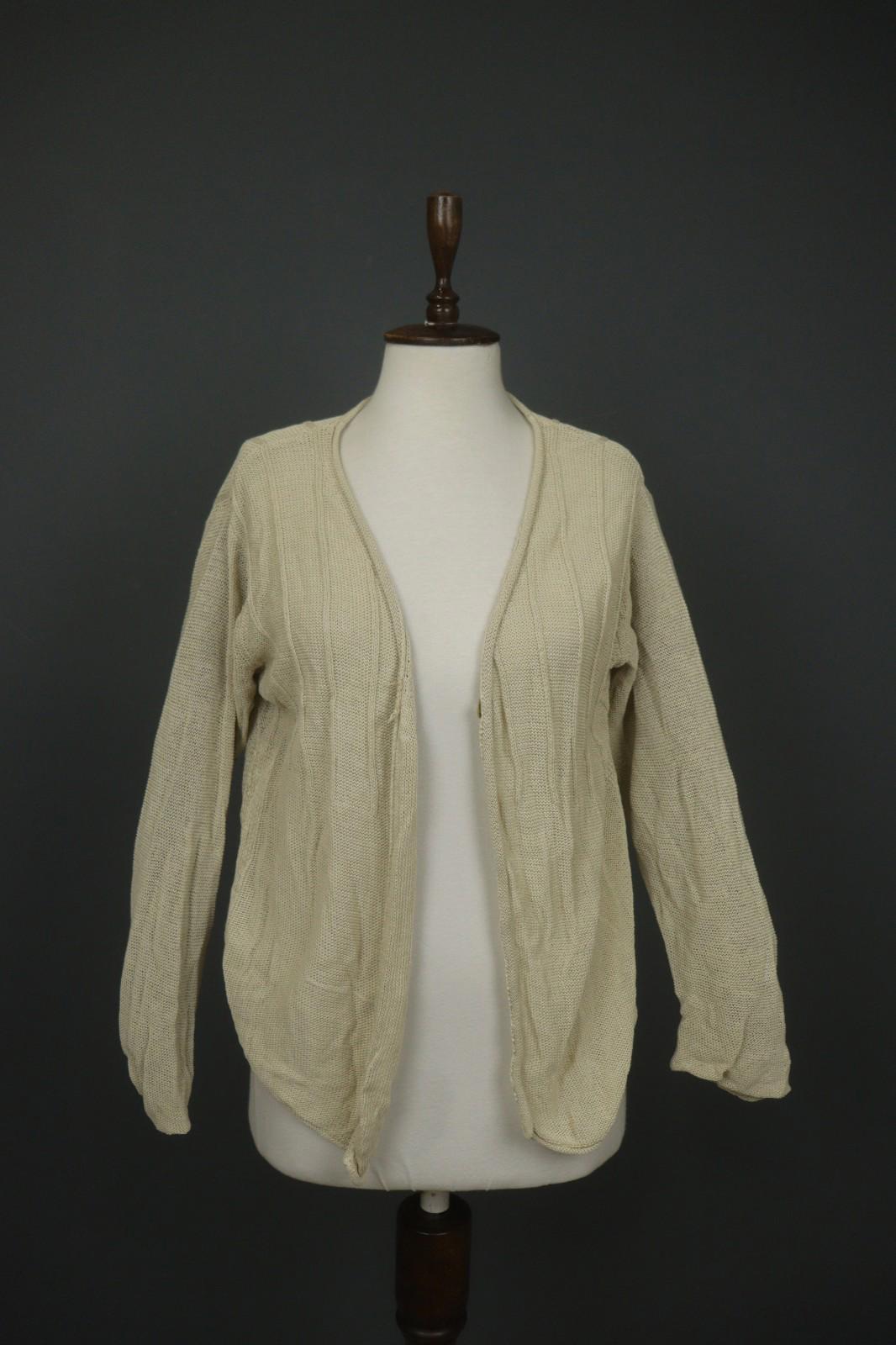 GUDRUN SJODEN Beige Knitted Long Sleeve Button Front Cardigan Sweater – Size XL