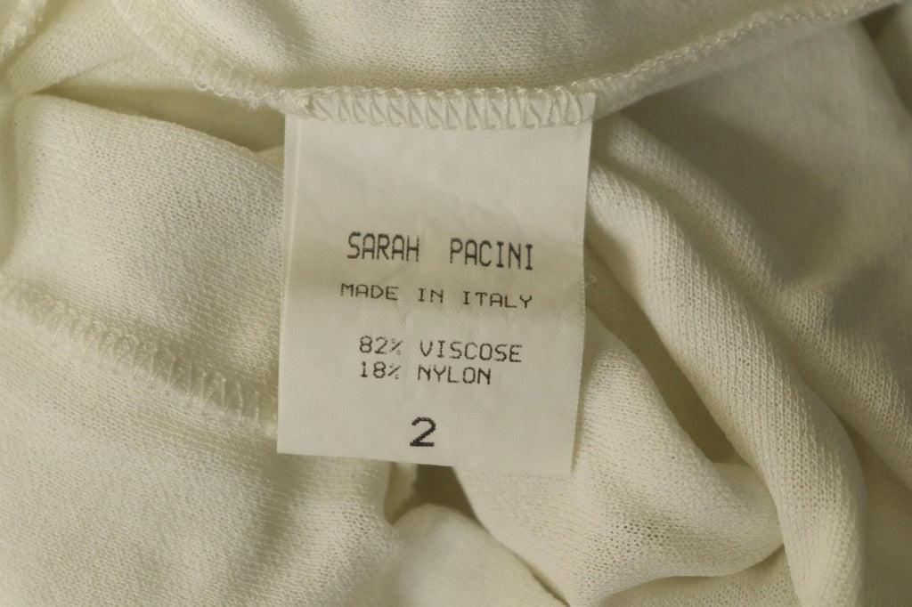 SARAH PACINI White Viscose Stretch Round Neck Spaghetti Strap Maxi Dress – Size 2