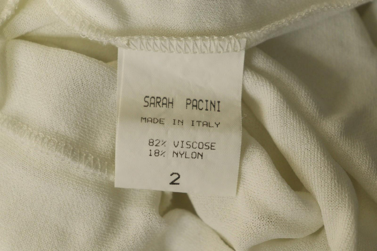 SARAH PACINI White Viscose Stretch Round Neck Spaghetti Strap Maxi Dress – Size 2