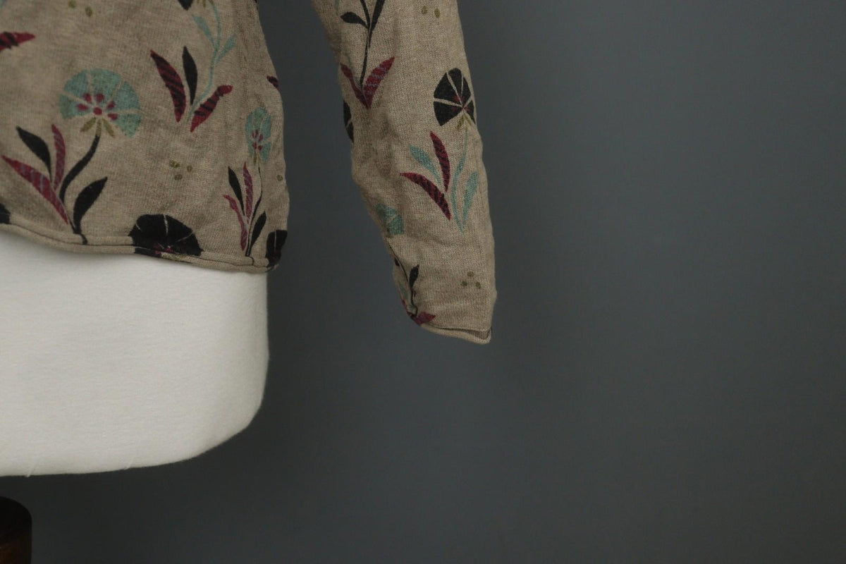 GUDRUN SJODEN Multicolor Floral 100% Cotton Button Front Cardigan Sweater – Size S