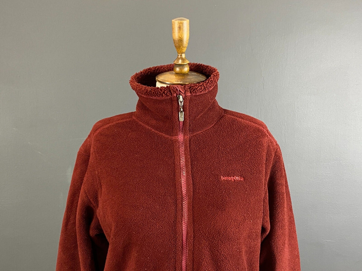 Patagonia Synchilla Red Mock Neck Full Zip Outdoor Hiking Fleece Jacket – Size L