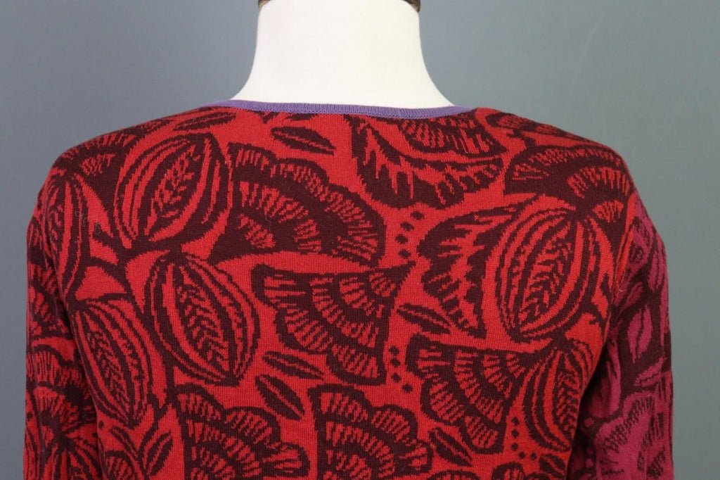 GUDRUN SJODEN Multicolor Printed Long Sleeve Button Front Cardigan Sweater Sz M