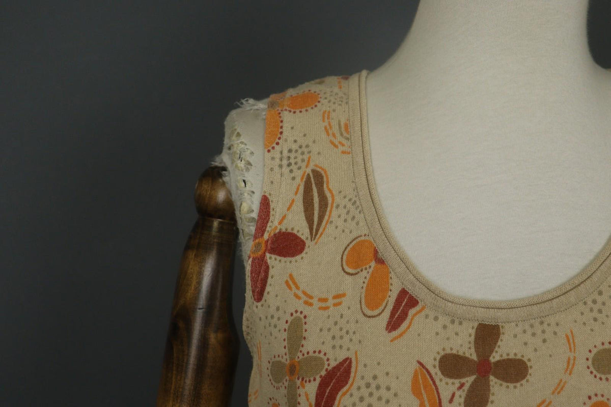 GUDRUN SJODEN Multicolor Floral Print Round Neck Sleeveless Tank Dress – Size M