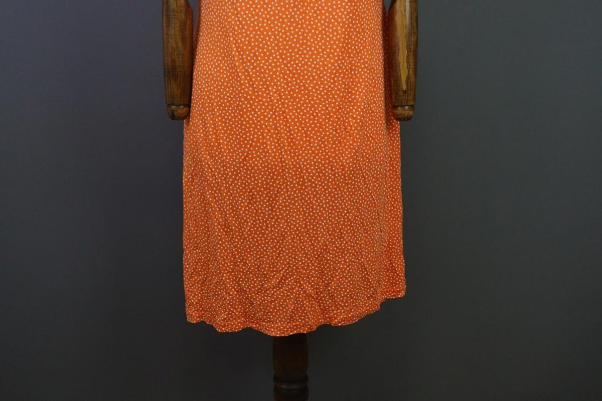 GUDRUN SJODEN Orange Dotted Oversized Sleeveless A-Line Shirt Dress – Size L