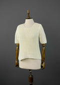 Elisa Cavaletti White Short Sleeve Chunky Knit Pullover Sweater L – Women's
