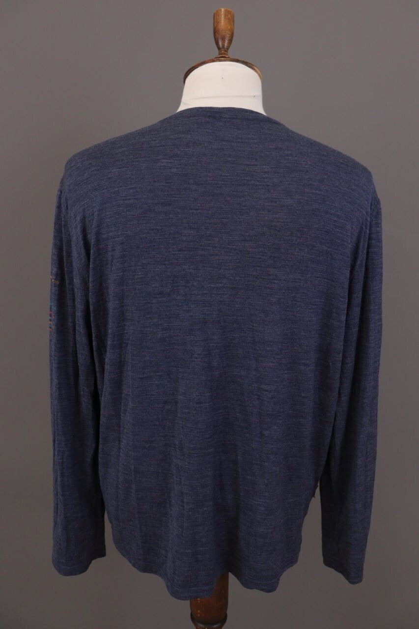 Icebreaker Merino Blue Striped Wool Crew Activewear Baselayer Shirt – Size XL