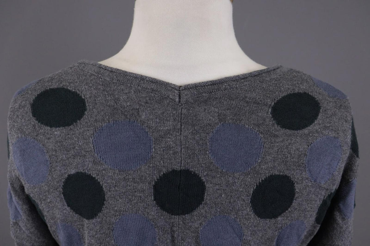 GUDRUN SJODEN Gray Dotted Striped Cape Wrape Knit Cardigan Sweater – Size L
