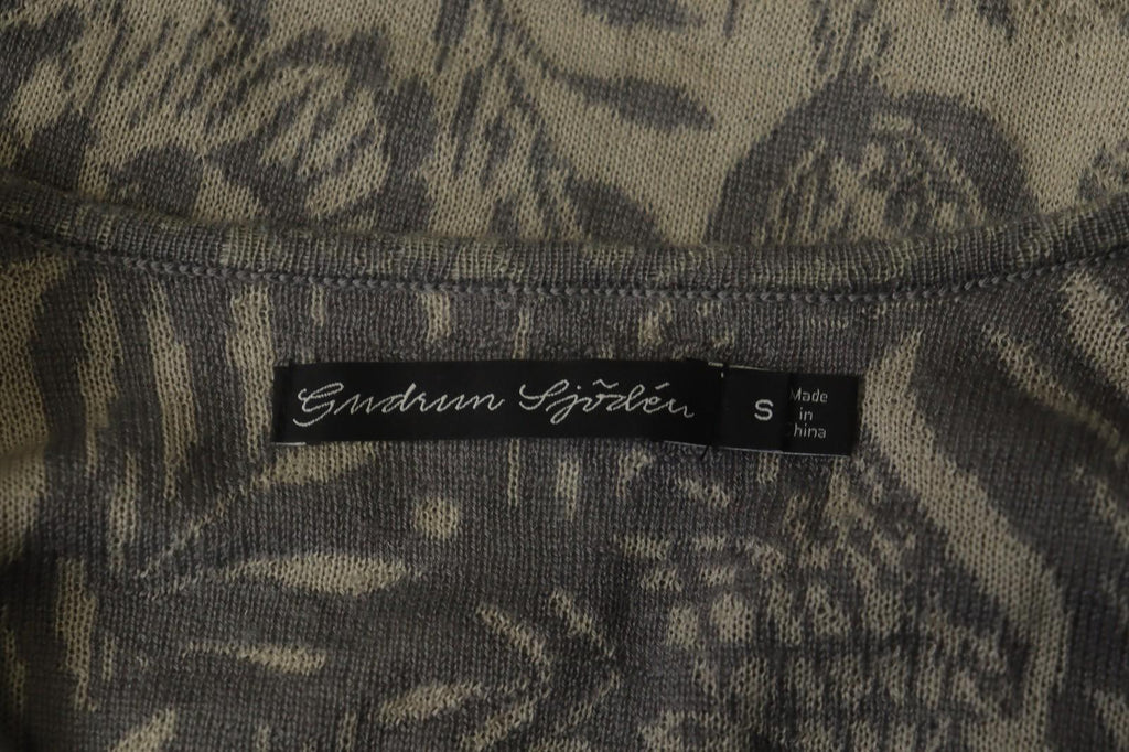 GUDRUN SJODEN Multi Floral Wool Knitted Round Neck Button Front Cardigan – Size S