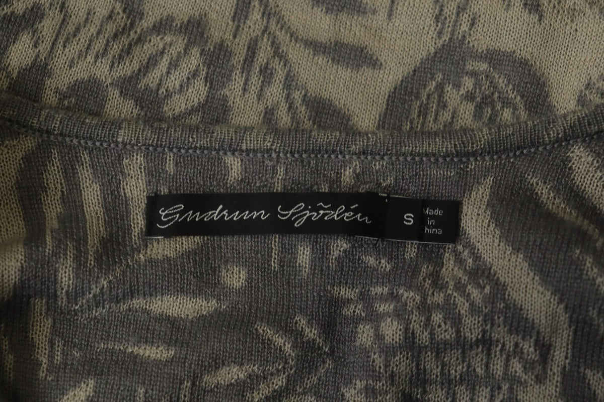 GUDRUN SJODEN Multi Floral Wool Knitted Round Neck Button Front Cardigan – Size S