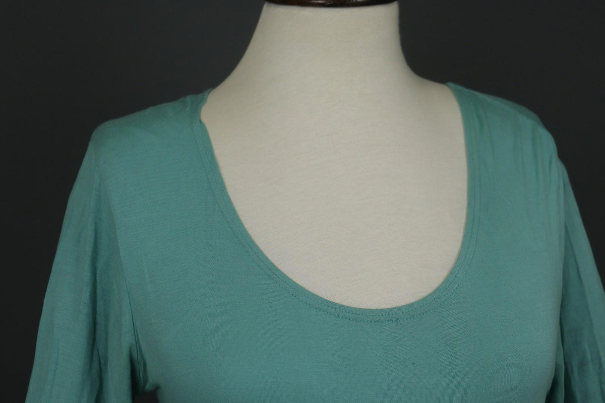 GUDRUN SJODEN Green Modal Knit Round Neck Long Sleeve Blouse Tunic Top – Size M