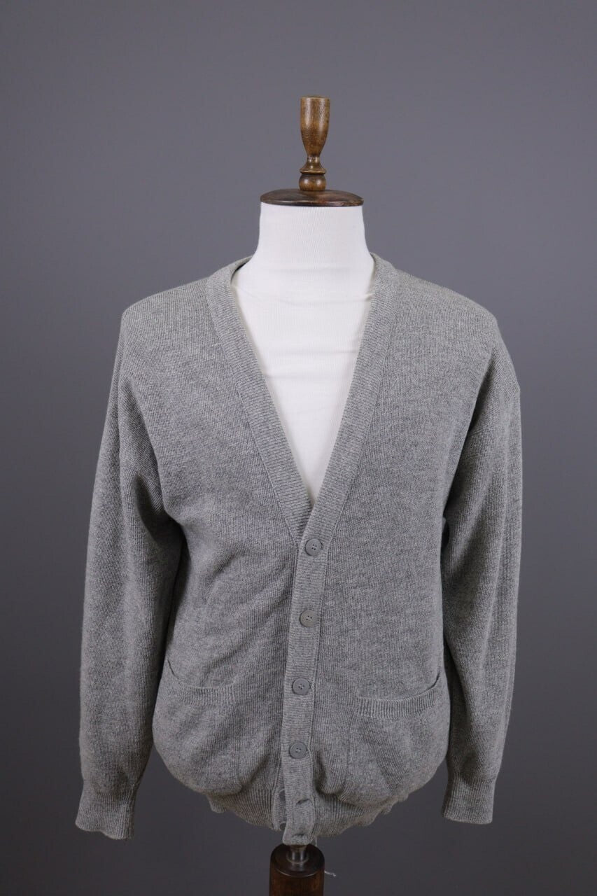 Lacoste Gray Wool Button Down V-Neck Cardigan Sweater – Size 4 / M