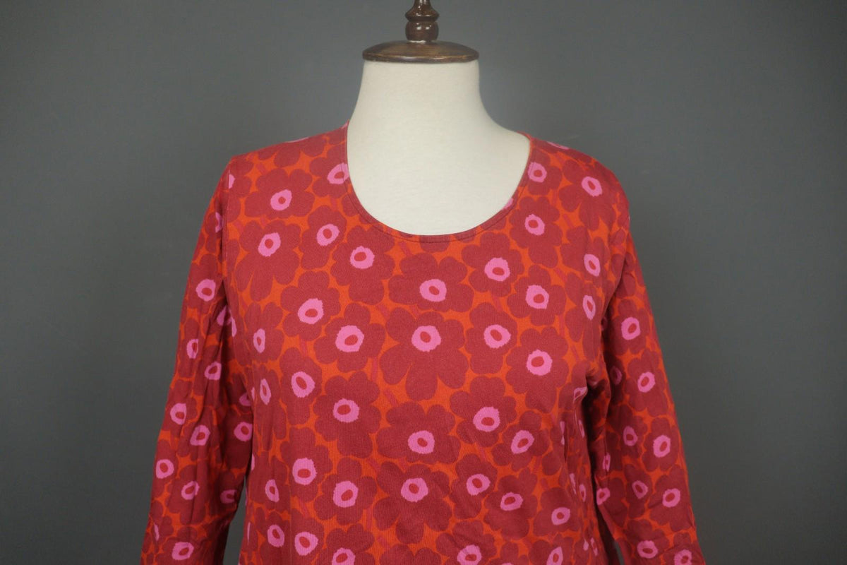 MARIMEKKO Aretta Unikko Multi Floral 3/4 Sleeve Round Neck Sheath Dress – Size M