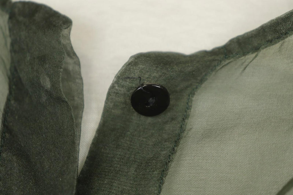 GRIZAS Green Long Sleeve Crew Neck Button Front Sheer Organza Blouse Top – Size L