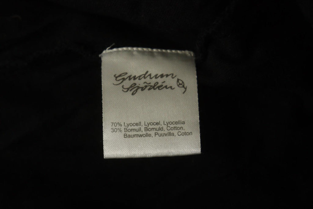 GUDRUN SJODEN Black Lyocell Patch Pocket Round Neck Pullover Shift Dress – Size M