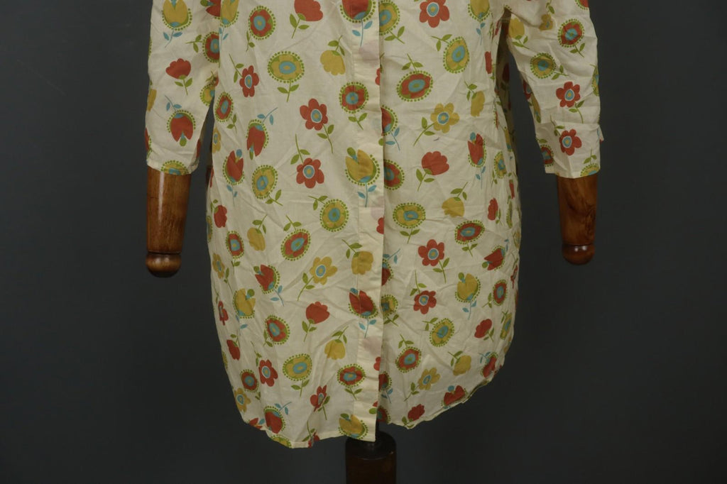 GUDRUN SJODEN Multi Floral Long Sleeve Crew Neck Short Shirt Dress – Size M