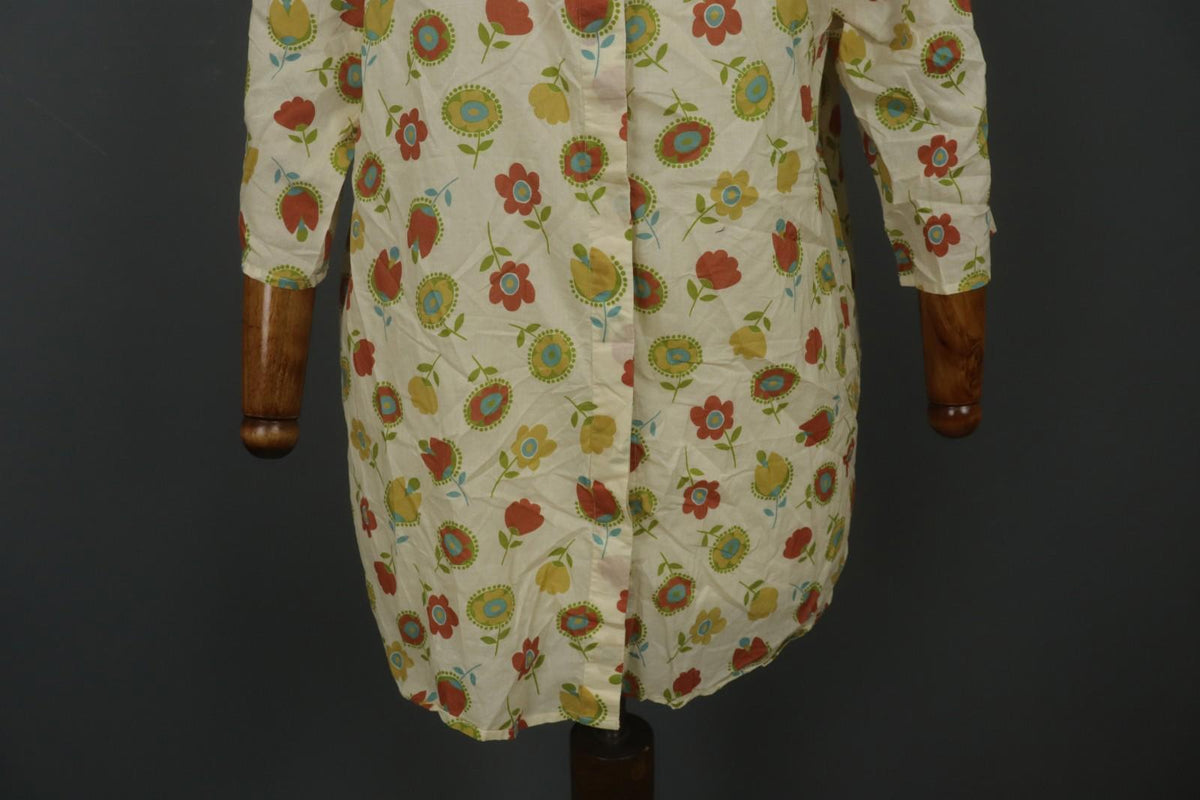 GUDRUN SJODEN Multi Floral Long Sleeve Crew Neck Short Shirt Dress – Size M