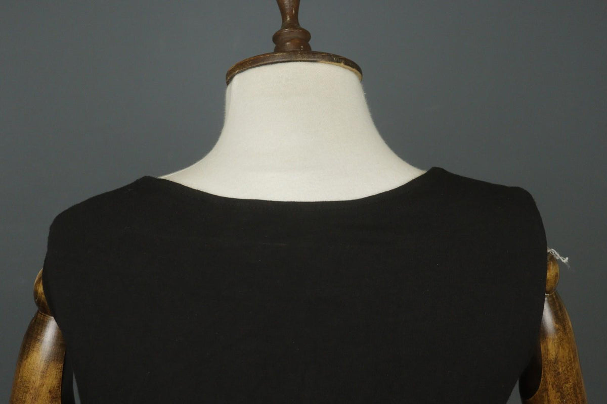 MARIMEKKO Black Viscose Pleated Lagenlook Sleeveless V-Neck Tank Dress – Size S