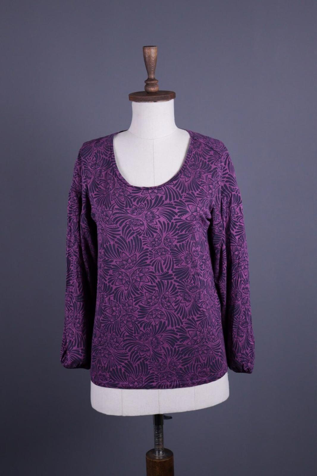 GUDRUN SJODEN Purple Lightweight Floral Sweater – Size M