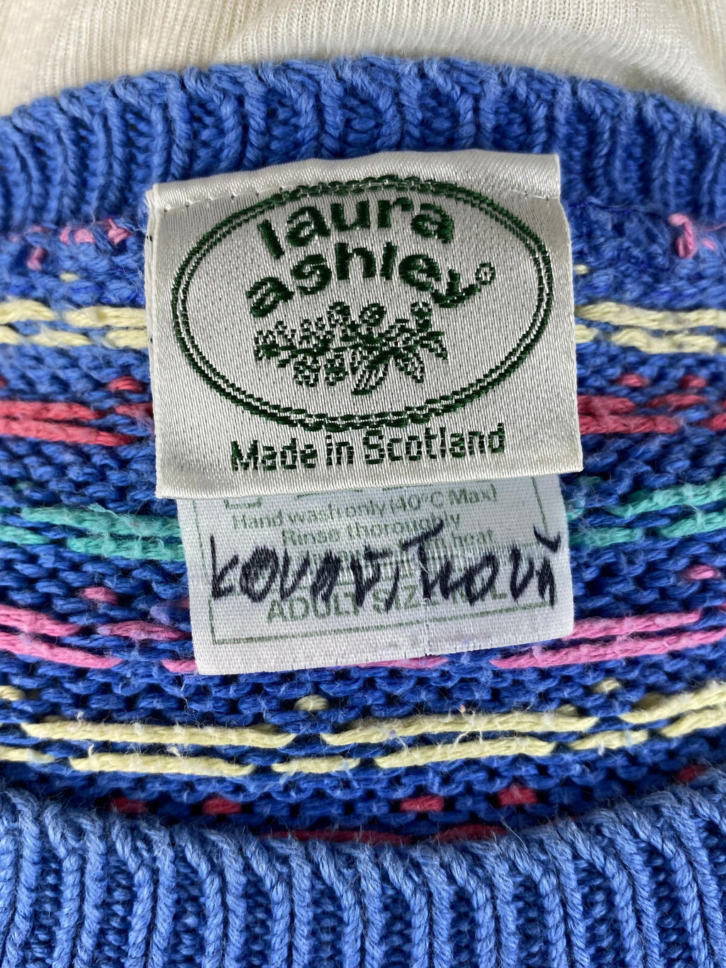 LAURA ASHLEY Multicolor Lagenlook Striped Knit 100% Cotton Sweater – Size M