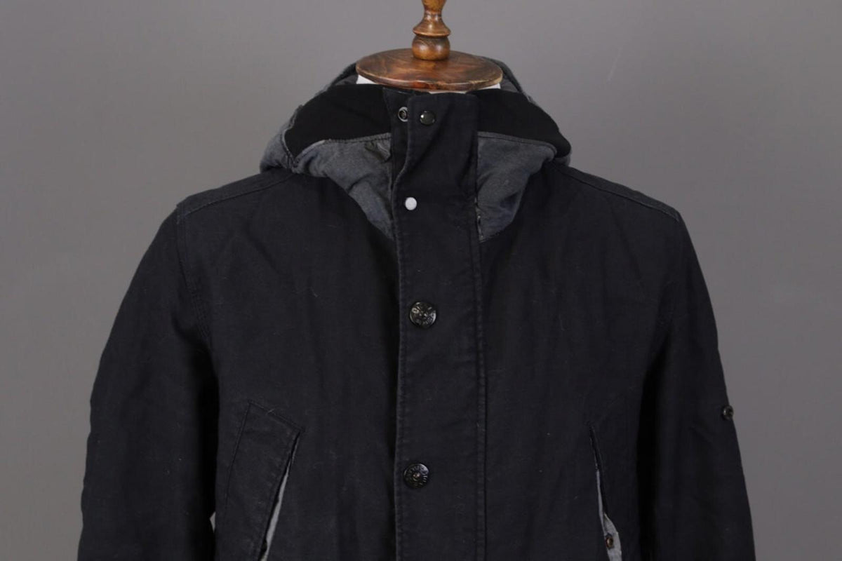 STONE ISLAND Blue Wool Multipockets Cago Hooded Full Zip Jacket – Size L