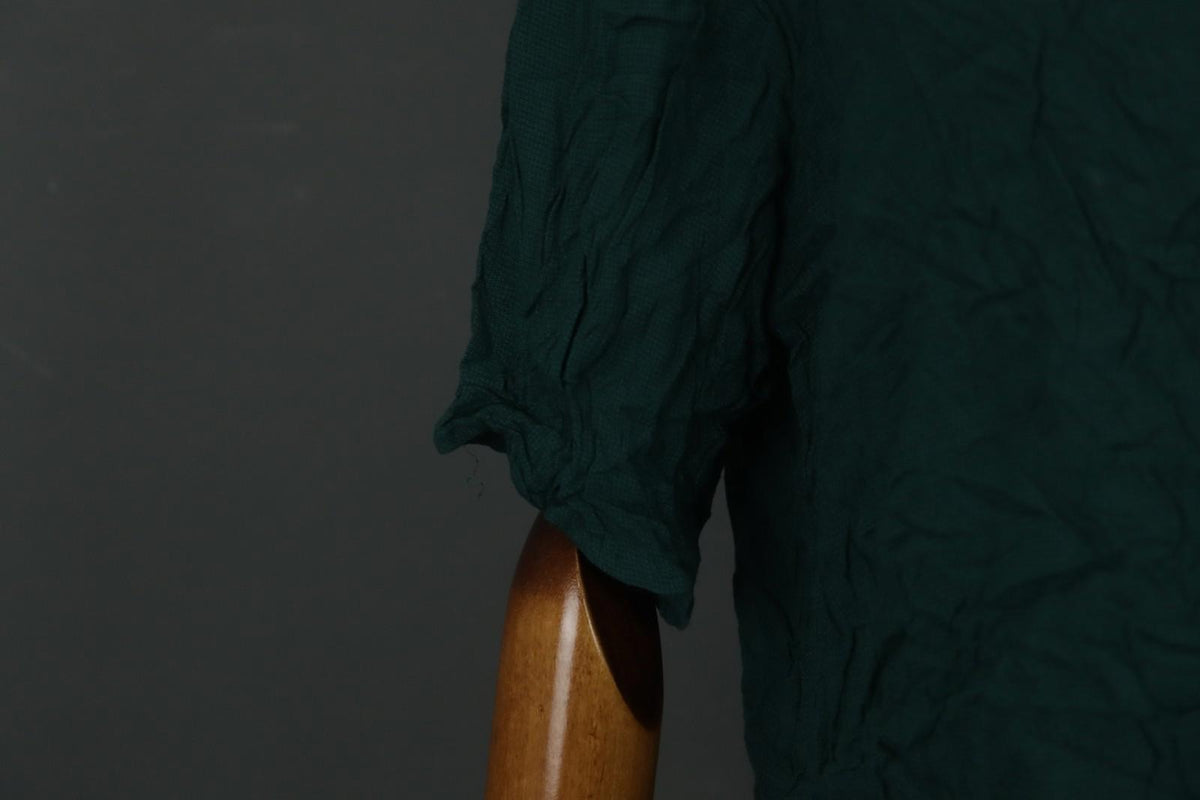 GUDRUN SJODEN Green Viscose Half Sleeve Round Neck Button Front Shirt Top Sz XXL