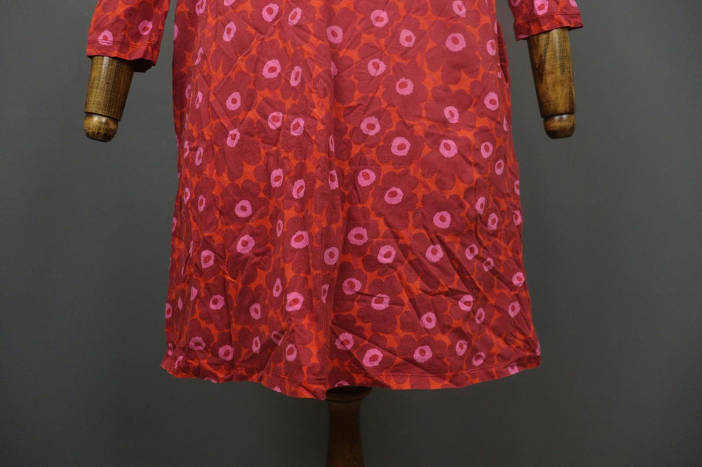 MARIMEKKO Aretta Unikko Multi Floral 3/4 Sleeve Round Neck Sheath Dress – Size M
