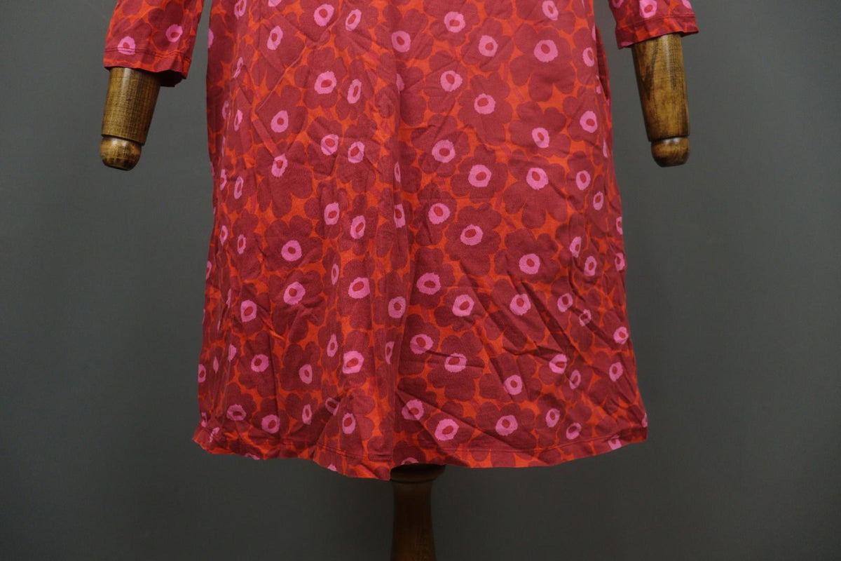MARIMEKKO Aretta Unikko Multi Floral 3/4 Sleeve Round Neck Sheath Dress – Size M