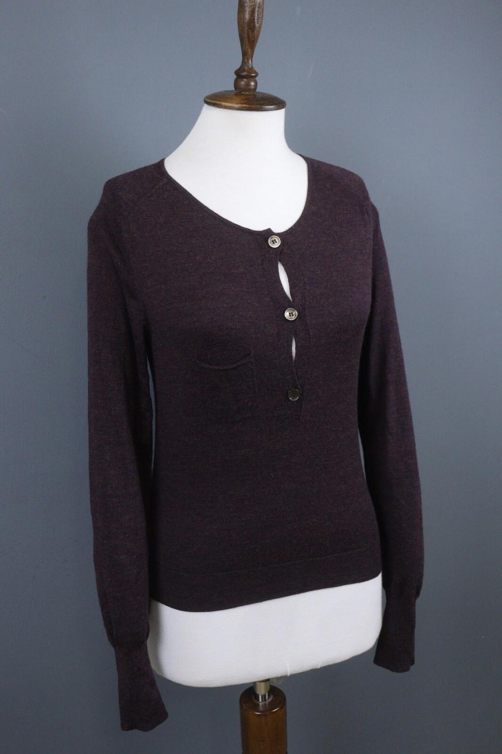VTG ISABEL MARANT ETOILE Purple Tight Knit Wool Button Front Knit Sweater – Size 2