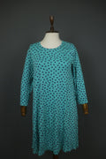 GUDRUN SJODEN Green Blue Polka Dot Round Neck Long Sleeve Tunic Dress – Size S