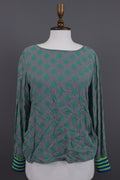 Emily Van Den Bergh Green Geometric Summer Long Sleeve Shirt Top – Size 38